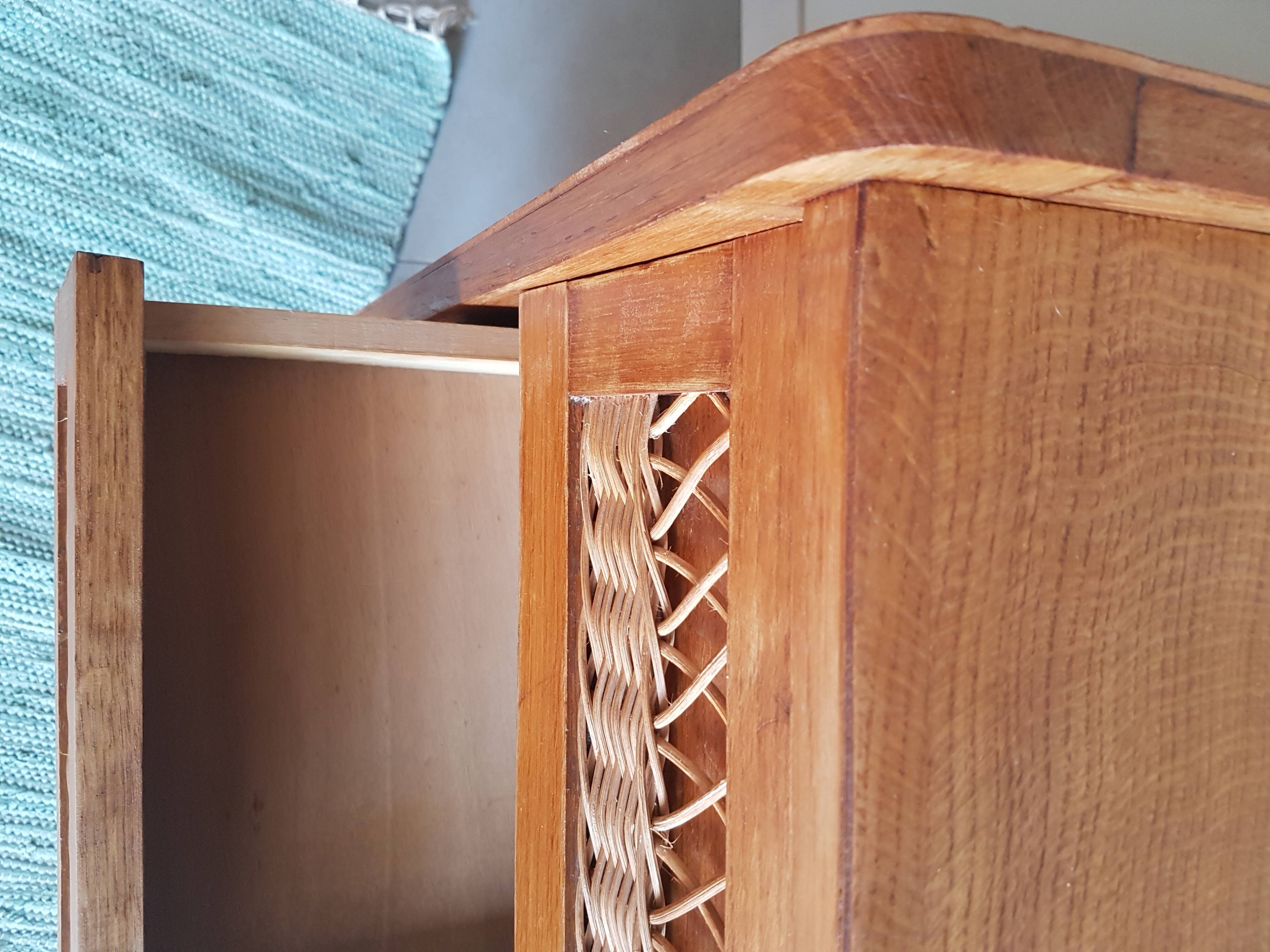 Wood and rattan dresser