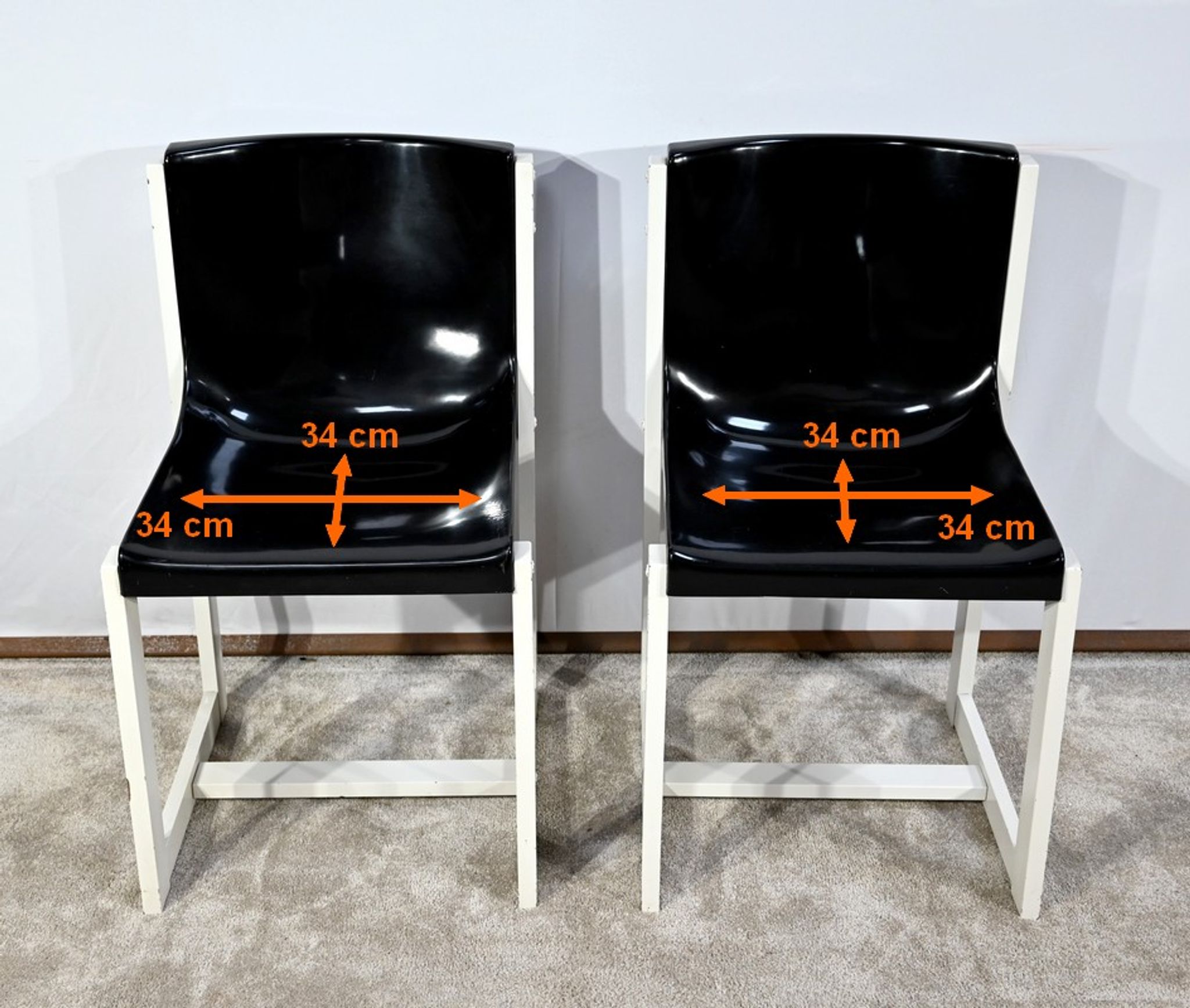Pair of Lacquered Wooden chairs, signed P.Gautier -1960