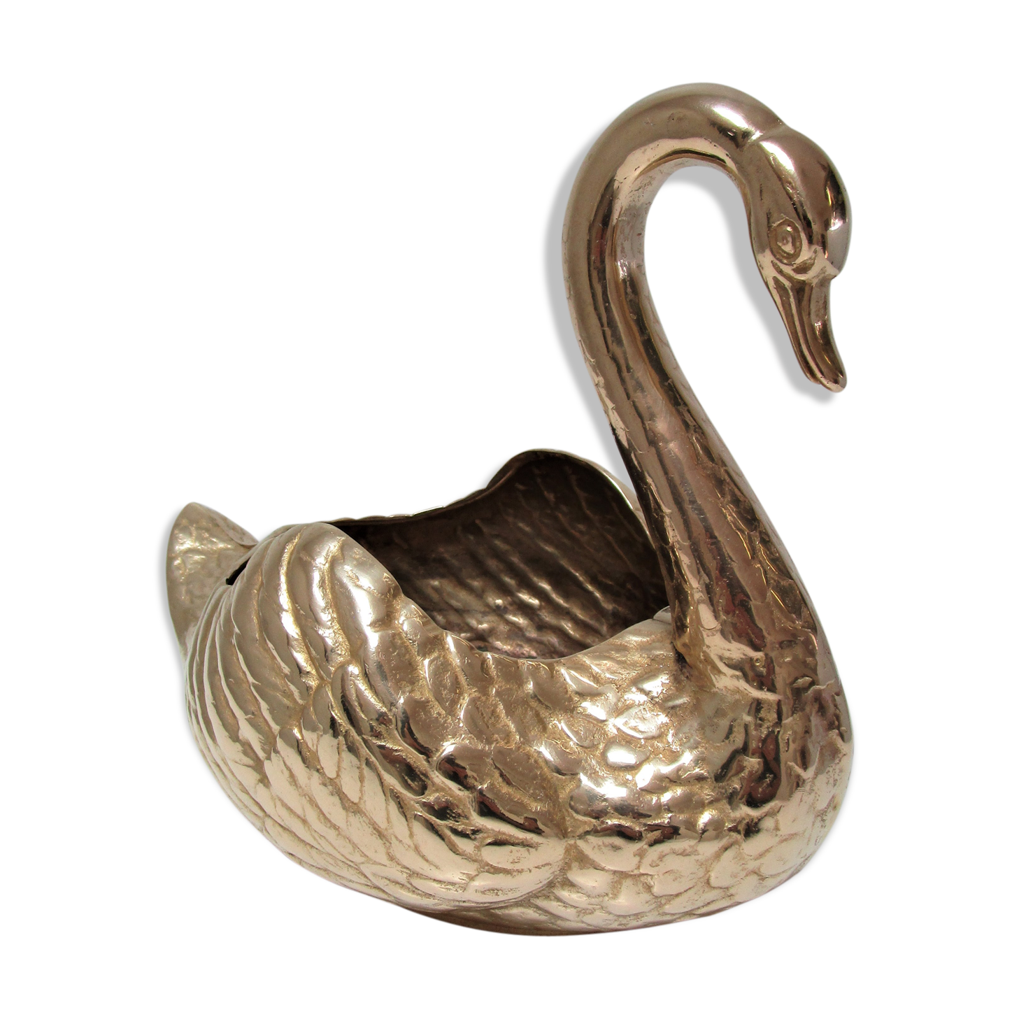 cache brass pot zoomorphic vintage swan