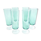 6 old champagne flutes luminarc green clear h14 cm