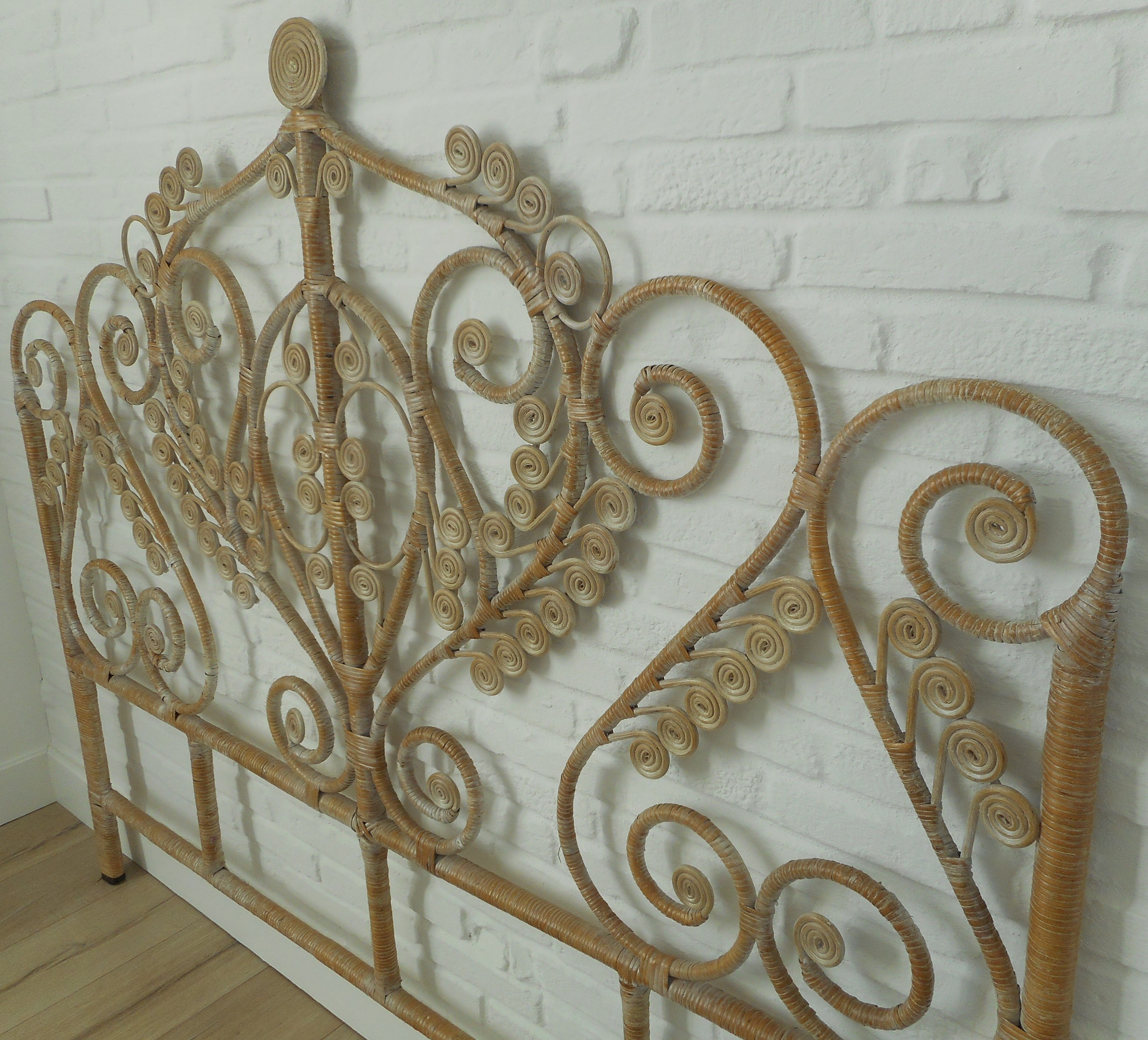 Headboard rattan peacock