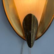 Pair of brass and glass wall lights from the mid-century, 1950s, Germany.