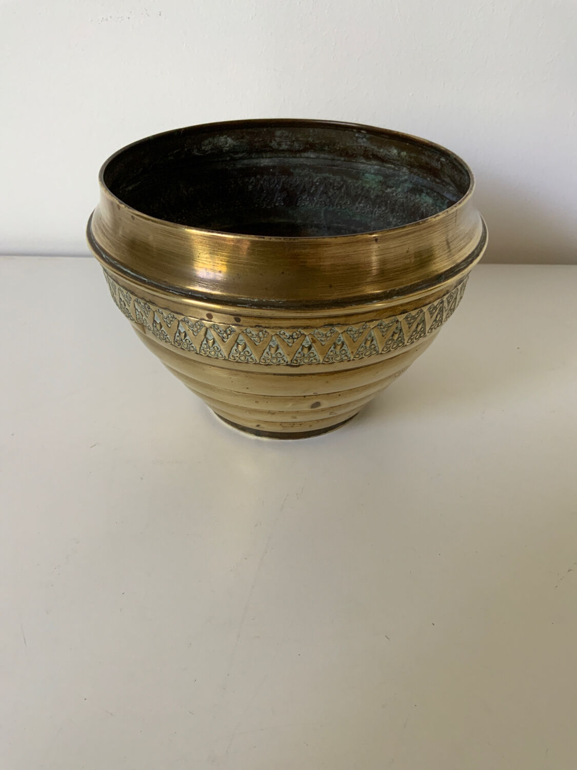 Selency brass pot cover x Monoprix Croisé Laroche