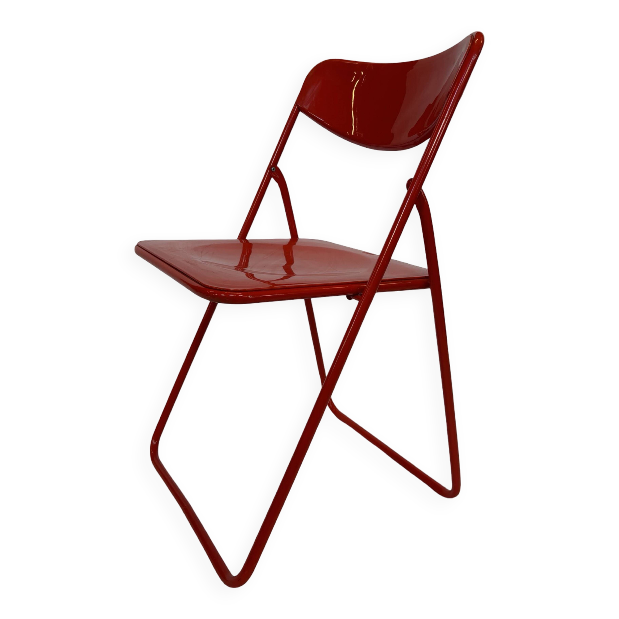 Vintage TED Folding Chair Design by Niels Gammelgaard 1980s Ikea in Red