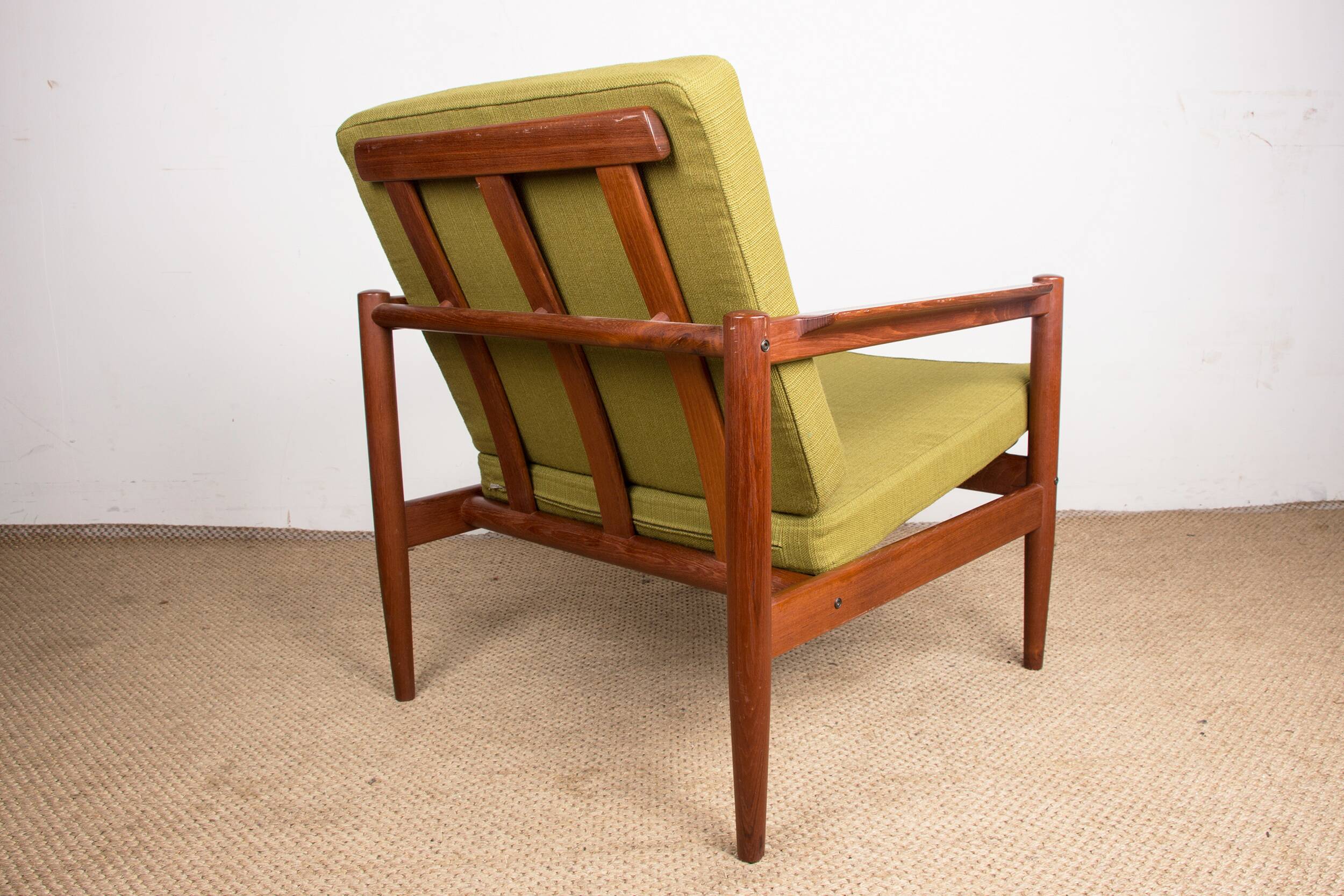 Danish Teak and fabric armchair by Børge Jensen & Sønner 1960.