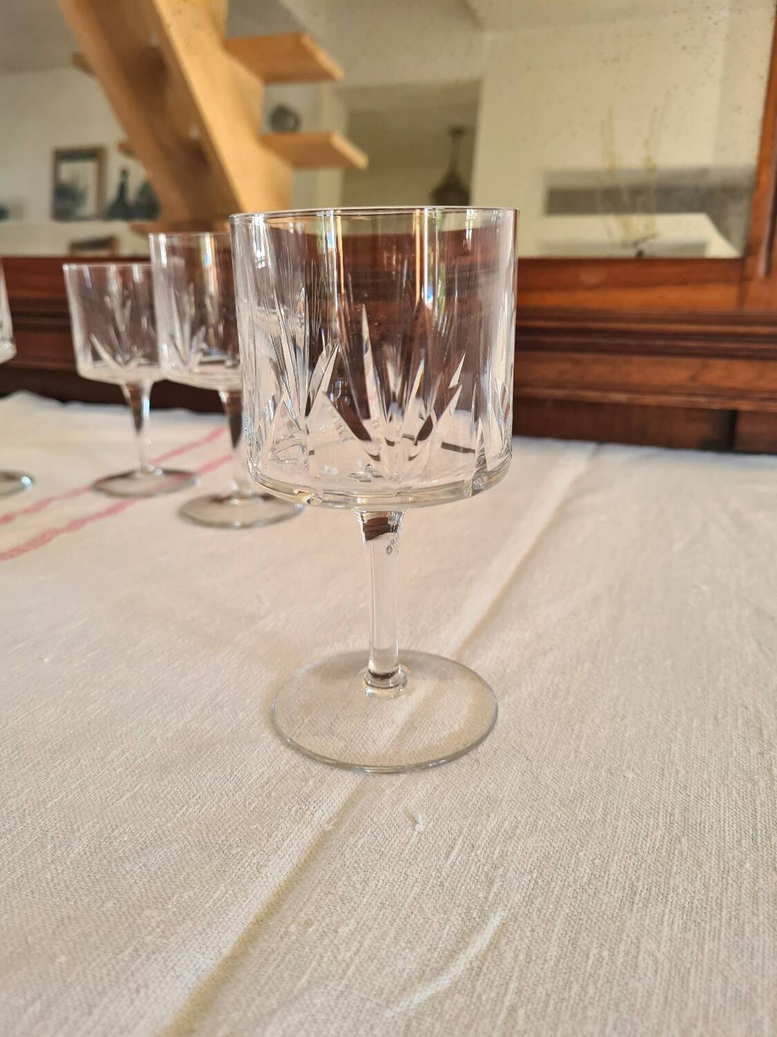 Water and wine glasses from the Royal Manufacture of Bayel