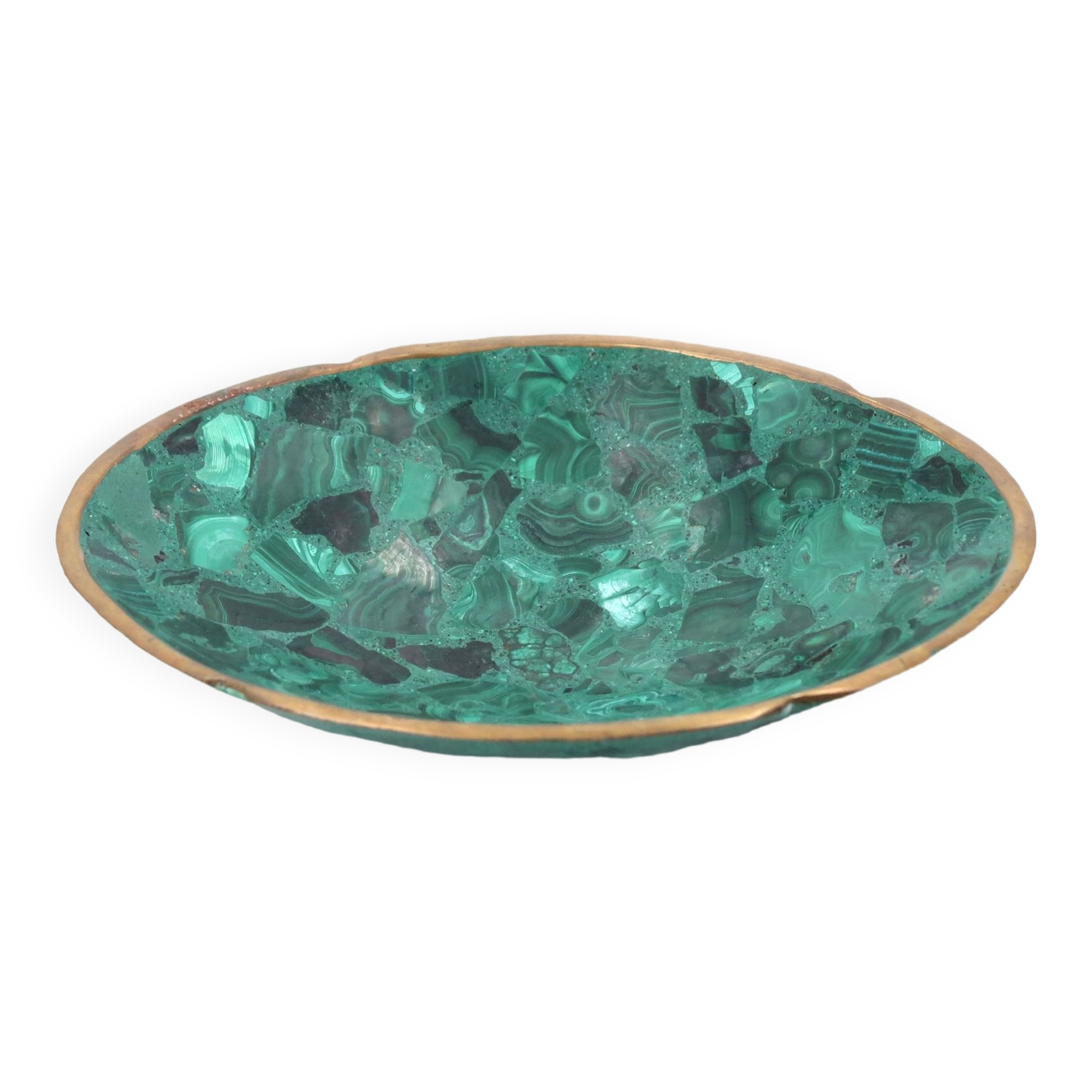 Vide poche en malachite et laiton, années 60