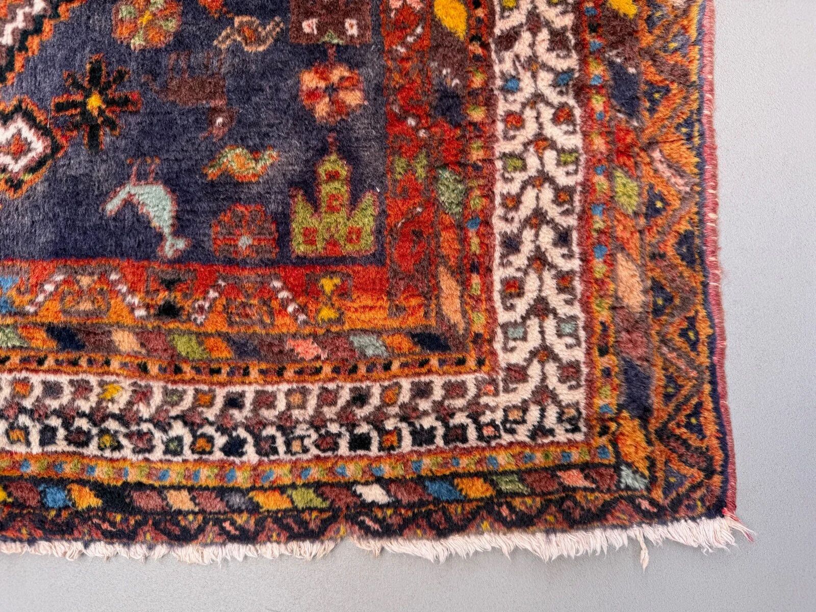 Vintage tribal rug 170x240 cm, wool oriental handmade rug large 2553