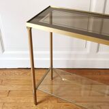 Neoclassical brass and glass console 1970