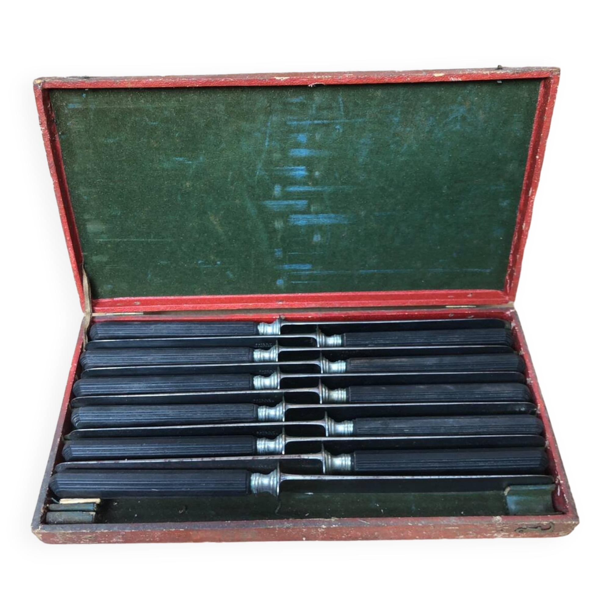 Series 11 old bailly langres knives vintage blackened horn handles