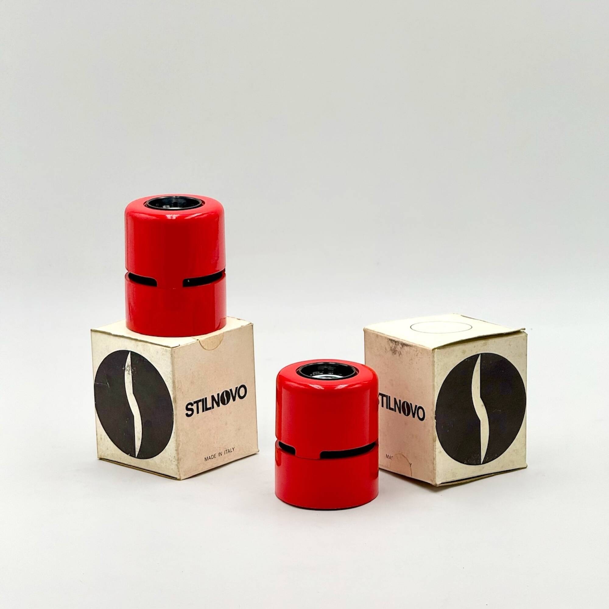 Pair of Red Stilnovo Wall or Ceiling Lamps as New, 1980s Italian Design