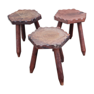 Ensemble de 3 tabourets tripodes