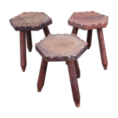 Set of 3 tripod stools/design 20th century