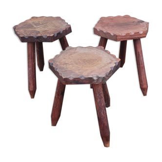 Ensemble de 3 tabourets tripodes