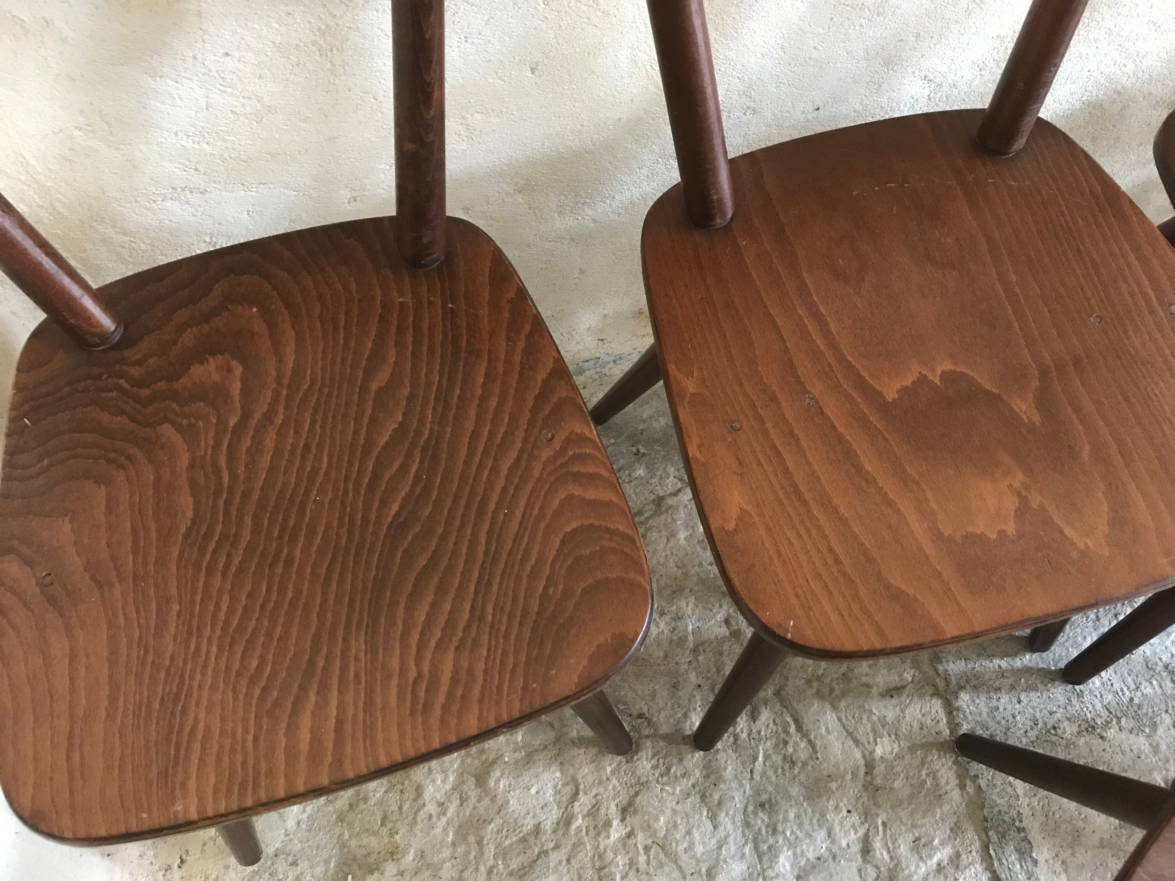 Set of 8 vintage chairs 1960 in beech compass feet