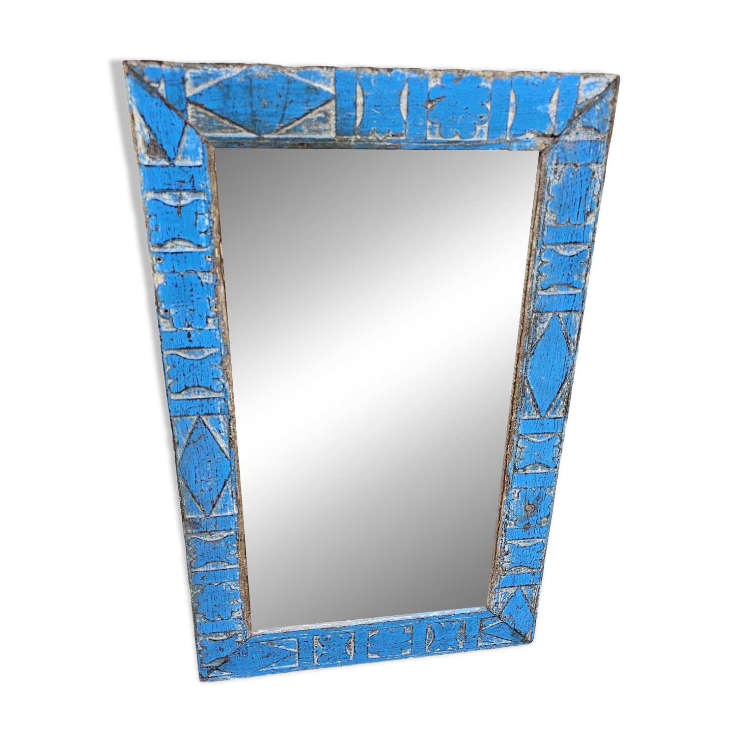 Antique Art Deco mirror in Burmese teak.