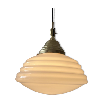 Old art-deco pendant lamp in opaline 32 cm vintage