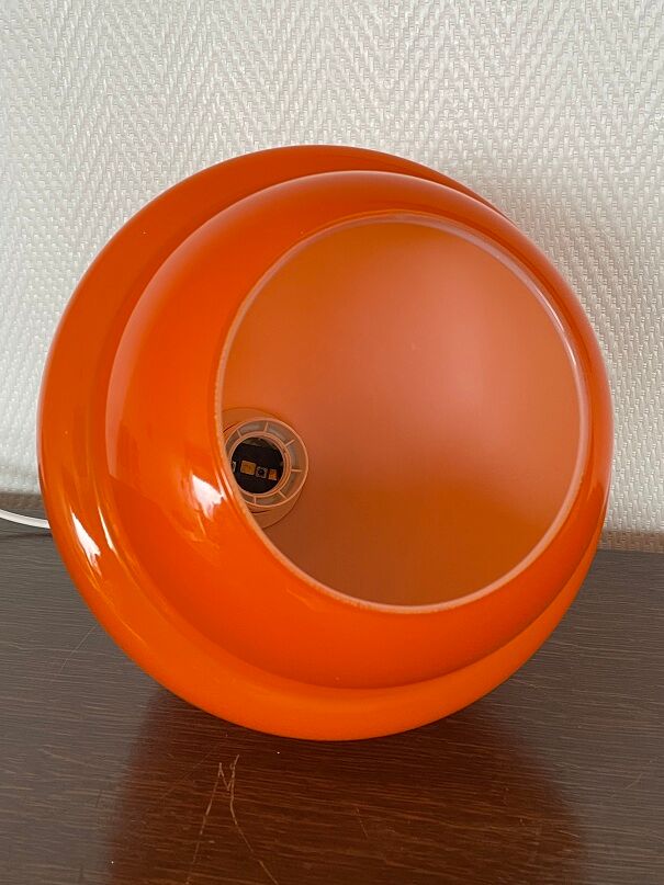 Treflower table lamp, orange opaline and vintage fabric