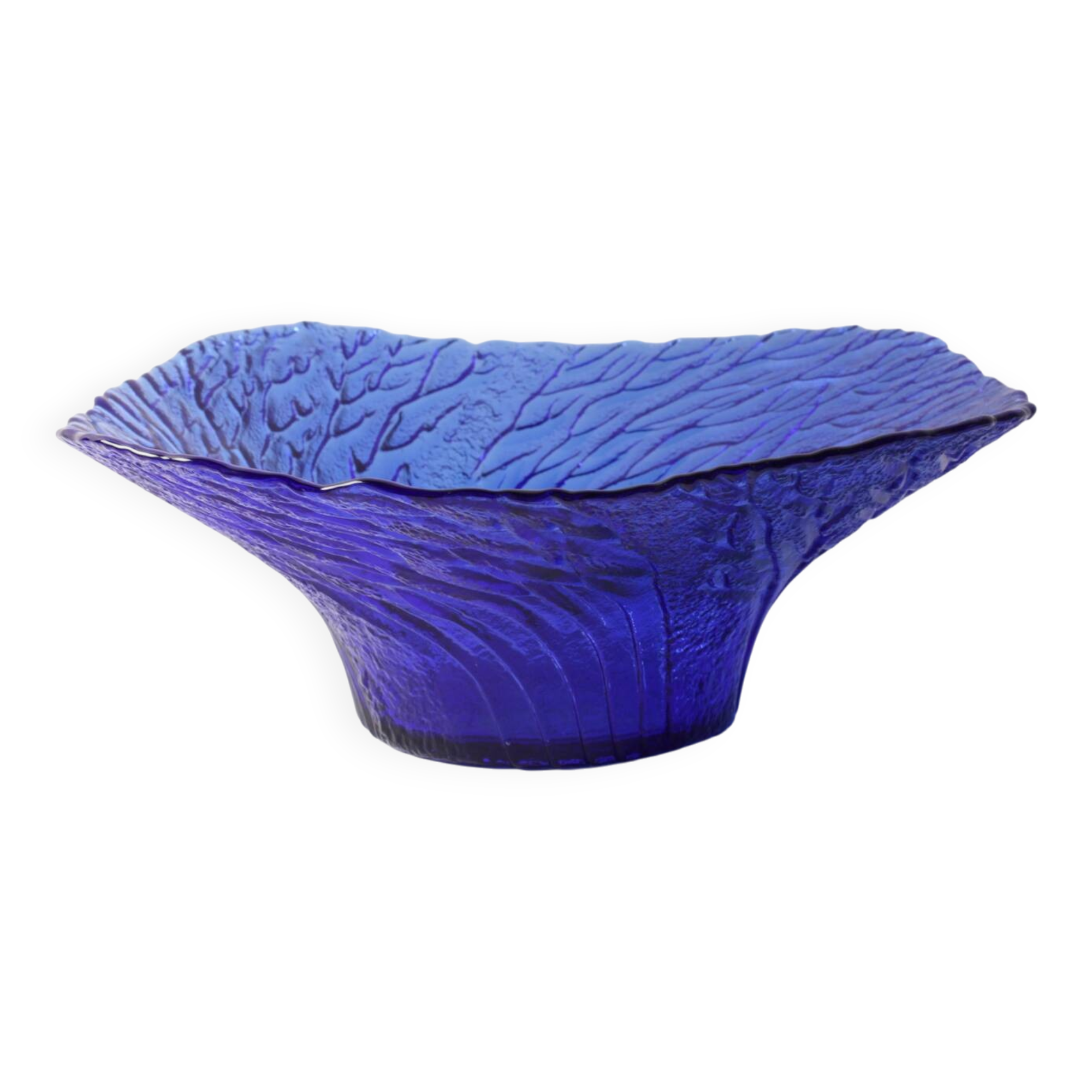 Bol en verre cobalt bleu du milieu du siècle : design finlandais 'Metsä', années 1970