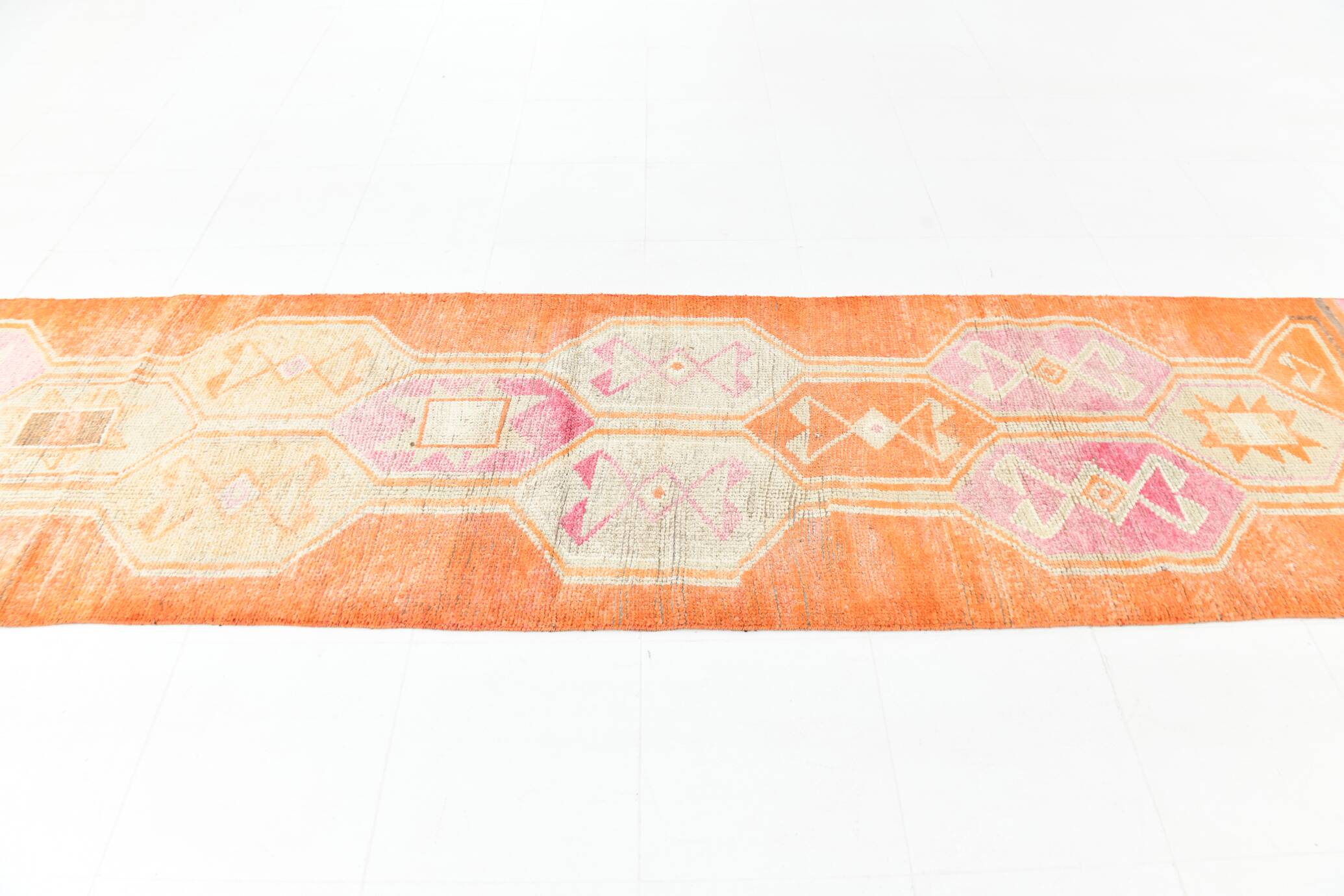 3x13 Pale Orange Vintage Runner Rug, 94x381Cm