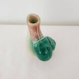 Old Barbotine Soliflore Vase in Snail Shape