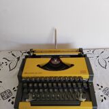 Vintage yellow portable typewriter, working, AEG, new ribbon