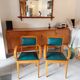 Fauteuils bridges en cuir vert