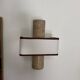 Pair of marble wall lights with fabric shades