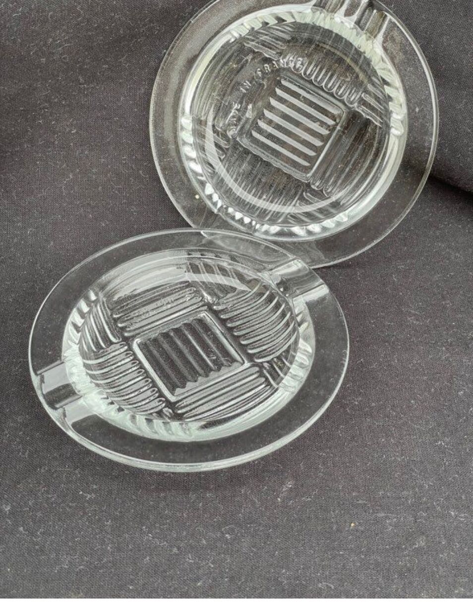 2 art deco glass ashtrays