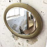 Miroir ovale Napoléon à canneaux XIXème