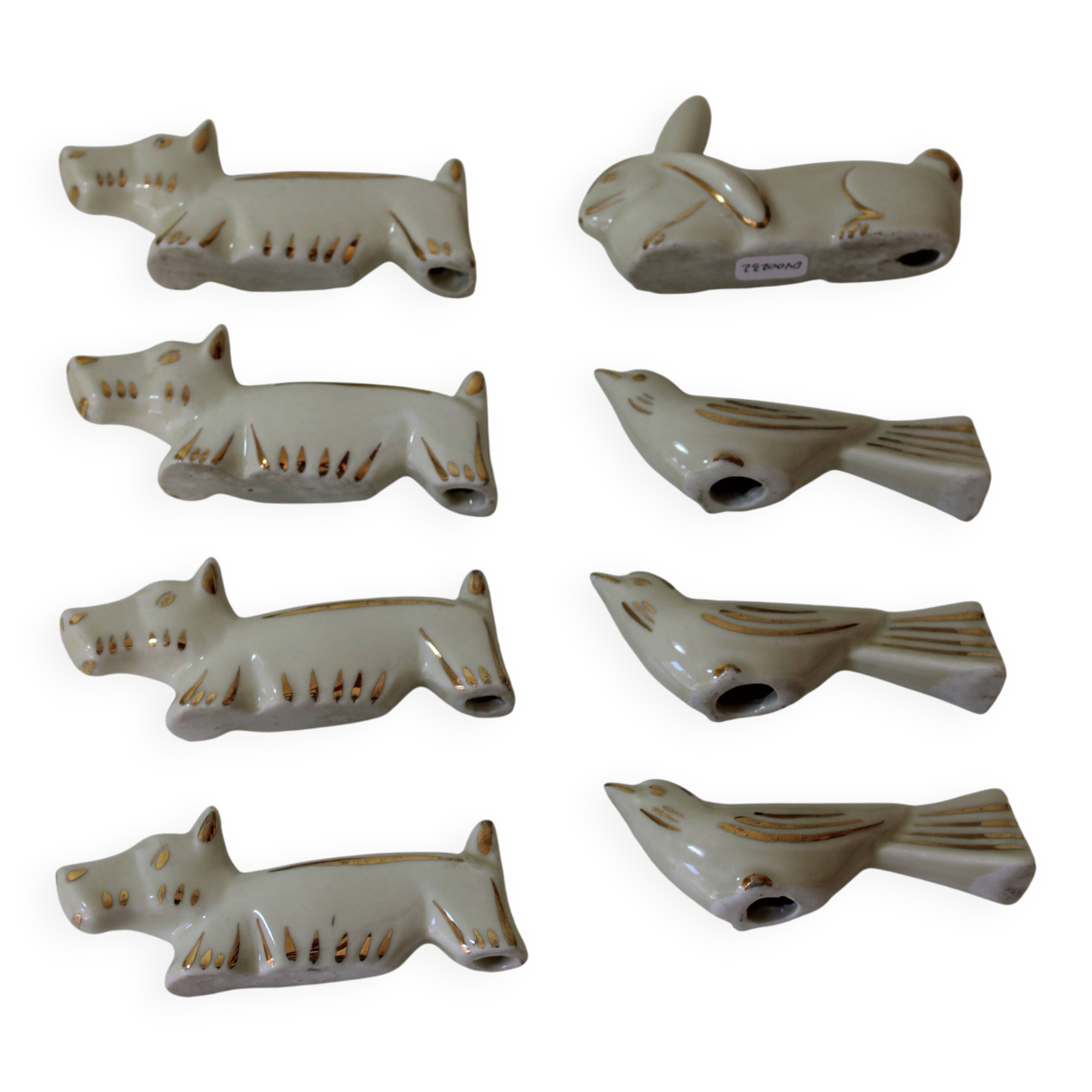 8 portes couteaux animaux porcelaine de Limoges vintage