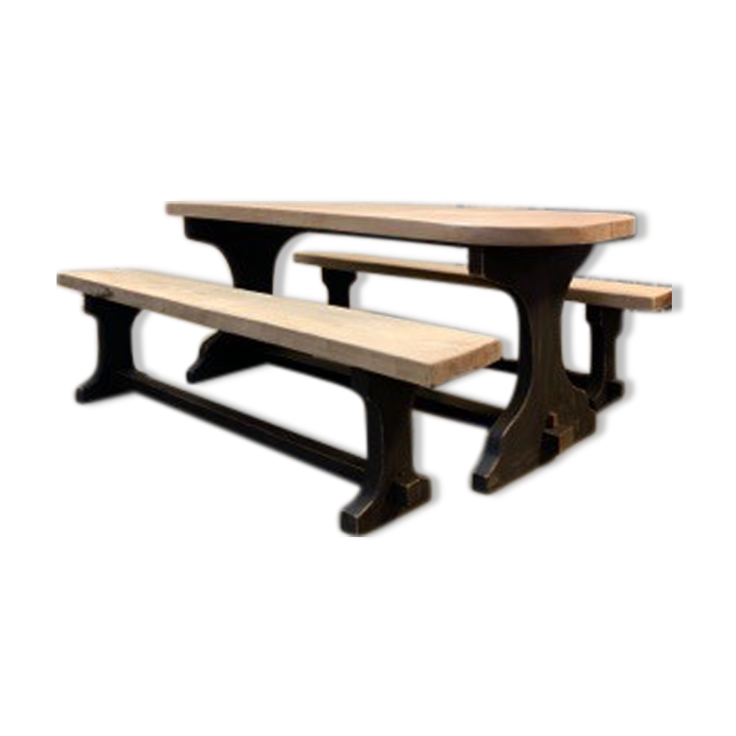 Monastery-style craft table and two benches