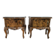 1950s Chippendale bedside tables with black glass