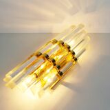 Large brass and glass 'Triedri' wall sconces by Novaresi