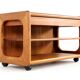 Desserte, table d'appoint vintage en teck sur roulettes, Danemark