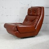 Easy chair "space age". Jean Prévost, France, leather, circa 1970