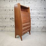 Vintage wooden and rattan secretary