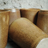 Set of 5 coffee cups in digoin sandstone color "bronze"