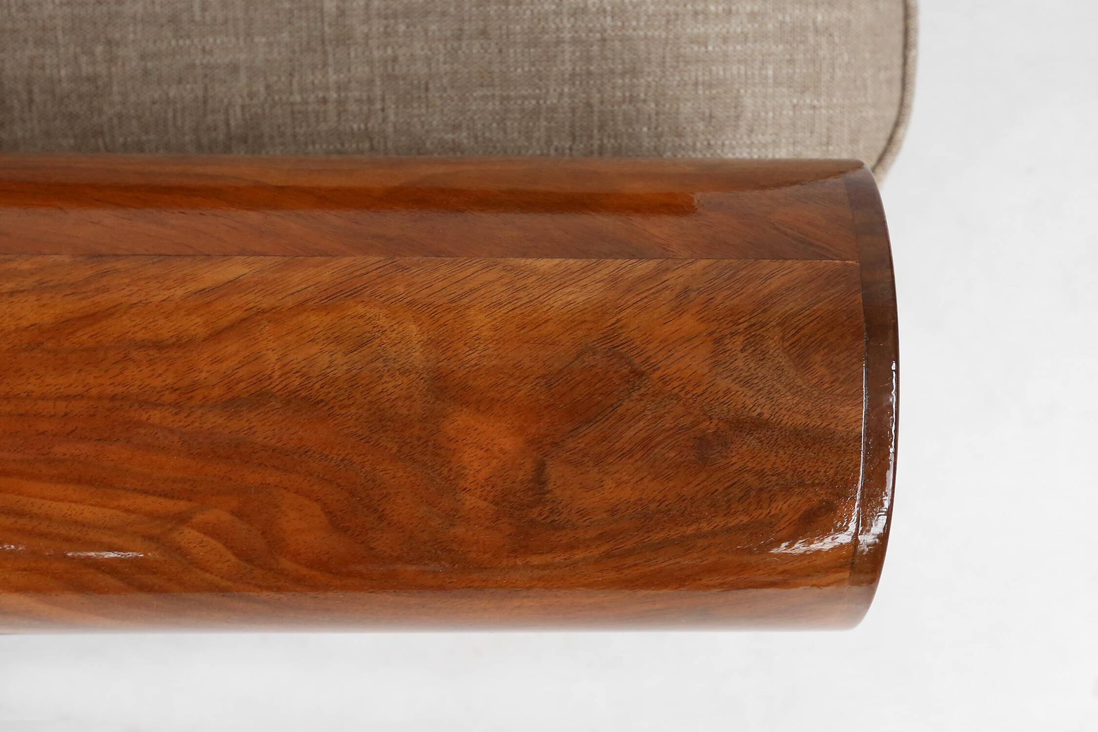 A set of 2 beautiful made Art Deco armchairs with grey upholstery, France, 1930