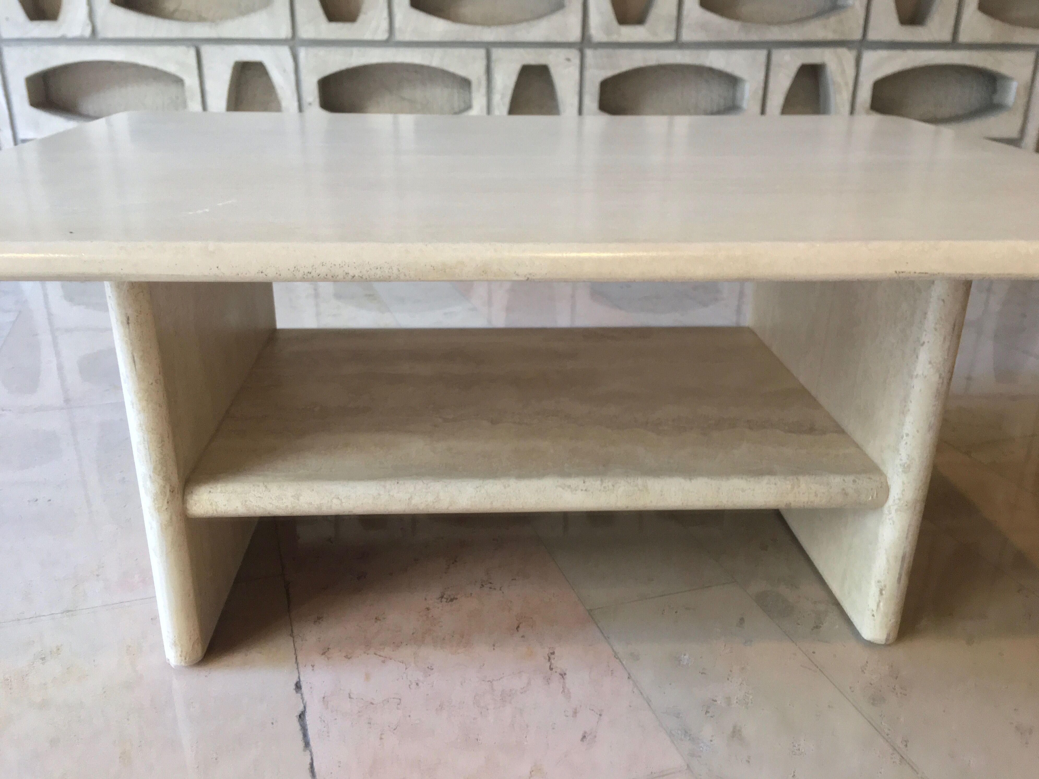 Travertine coffee table with intermediate top