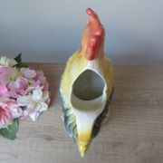 Vintage ceramic jug rooster – soft yellow and blue colours, vintage.