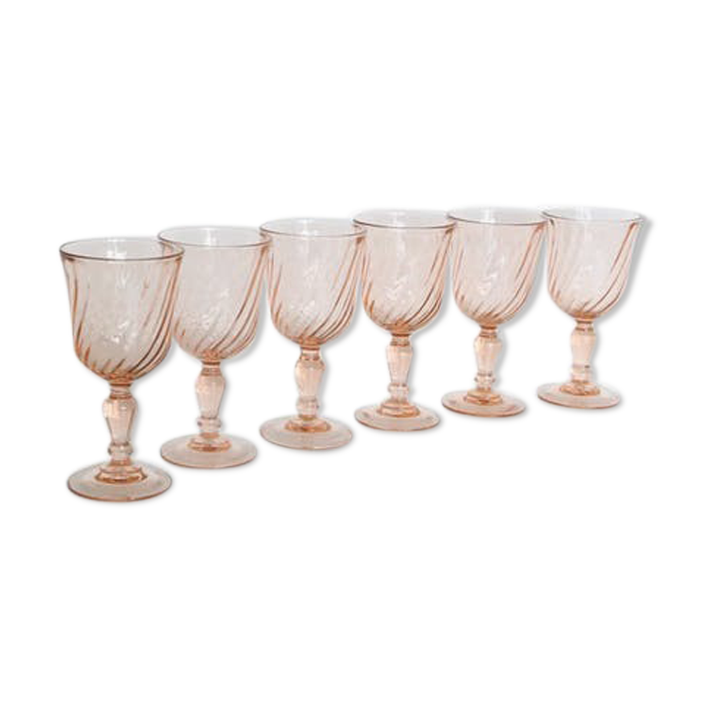 Lot of 6 glass wine in pink glass, Rosaline, from the brand Arcoroc