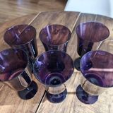 Set of 6 purple glass wine glasses