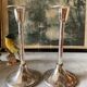Vintage candle holders in silver metal West Germany