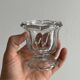 Duo of small thick glass jars