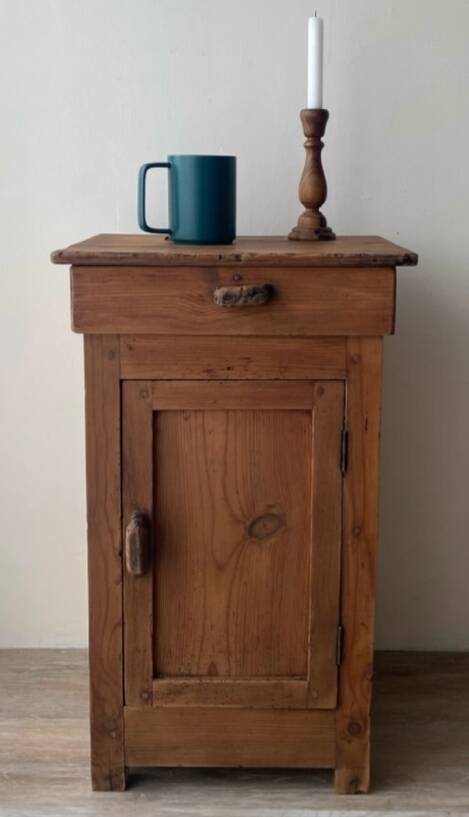 Rustic antique bedside table - peasant piece