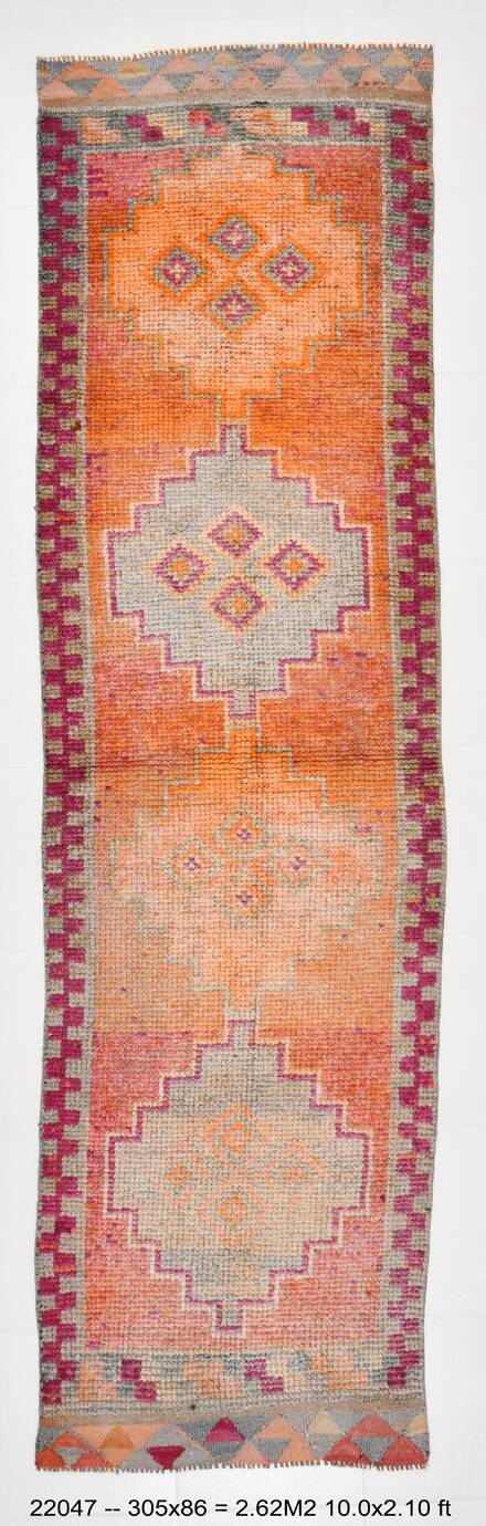 3x10 Colorful Modern Turkish Runner Rug, 86x305Cm