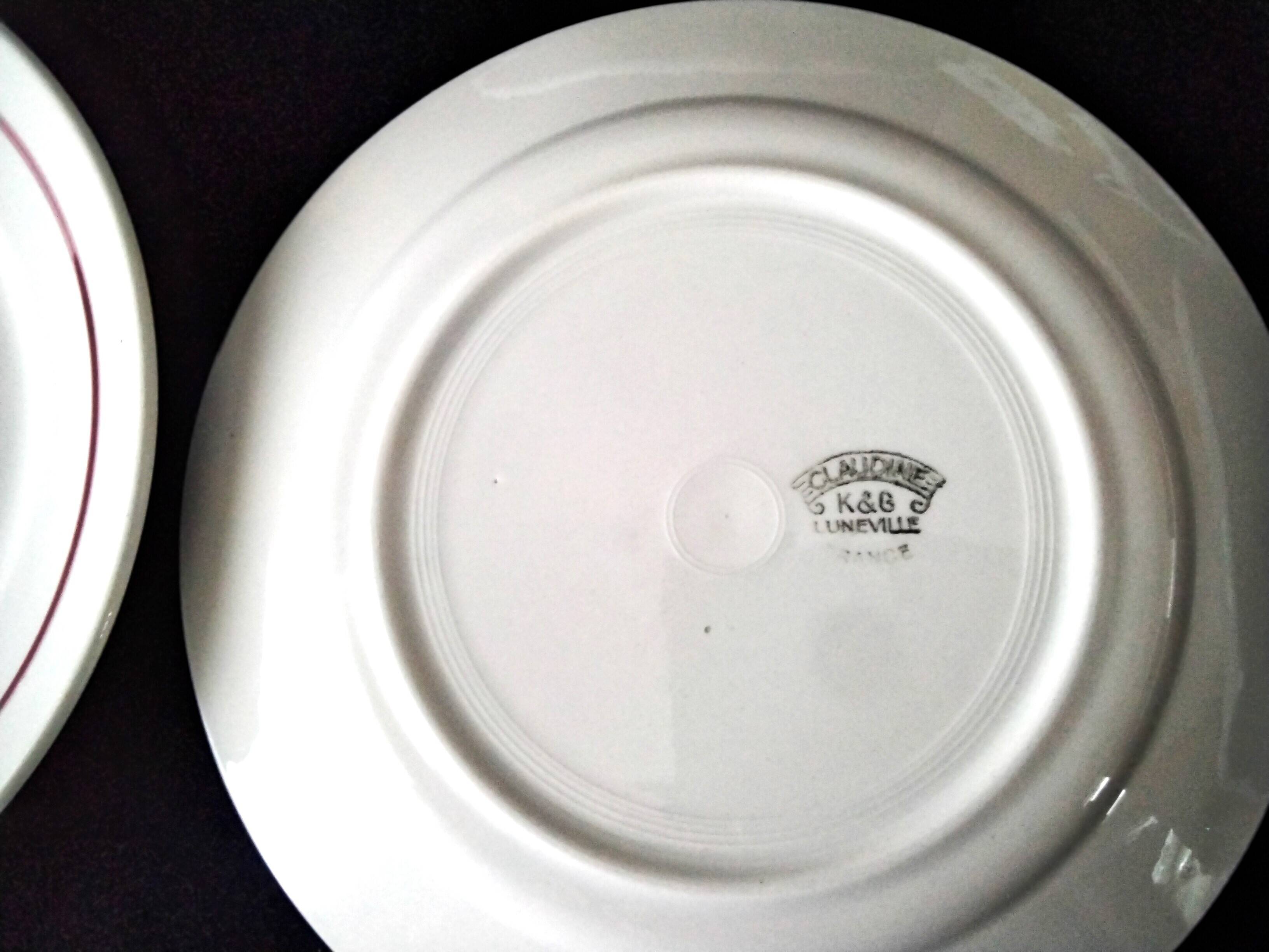 6 Lunéville earthenware dessert plates, Claudine model.