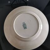 7 assiettes plates modèle Jane à décor floral vert foncé Saint-Amand