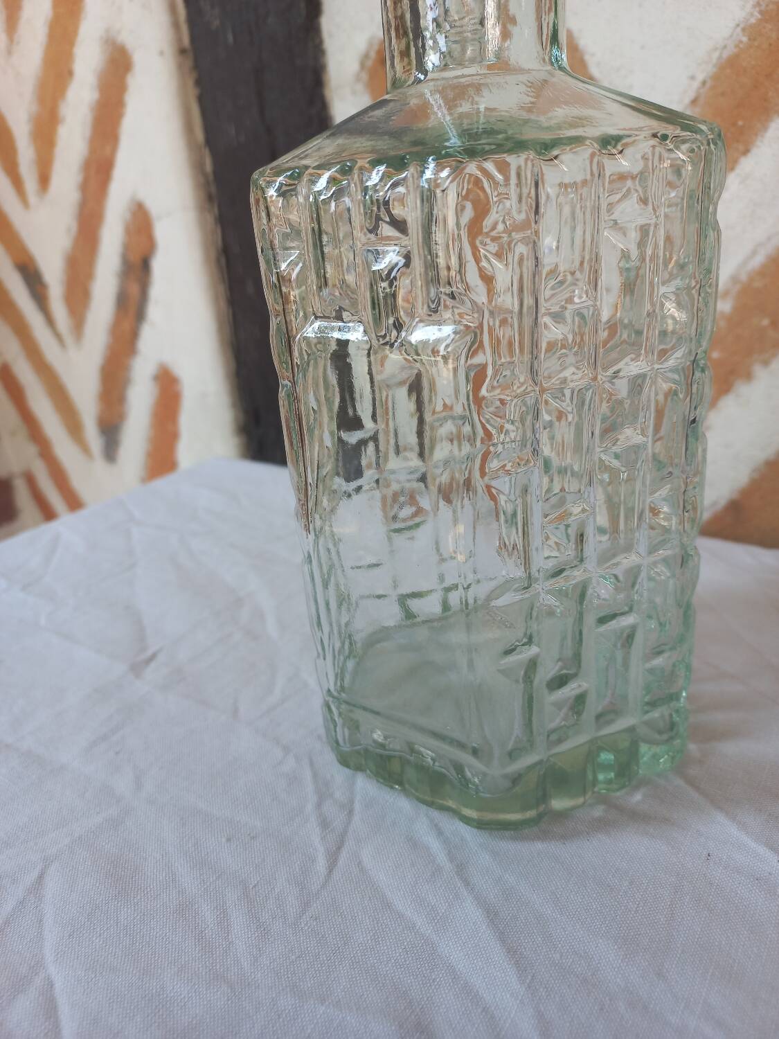 Hexagonal glass carafe